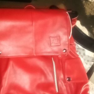 New Red Pleather Backpack